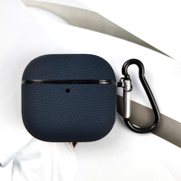For AirPods 4 Technical Fabric Double Strand Leather Earphone Protective Case(Blue)