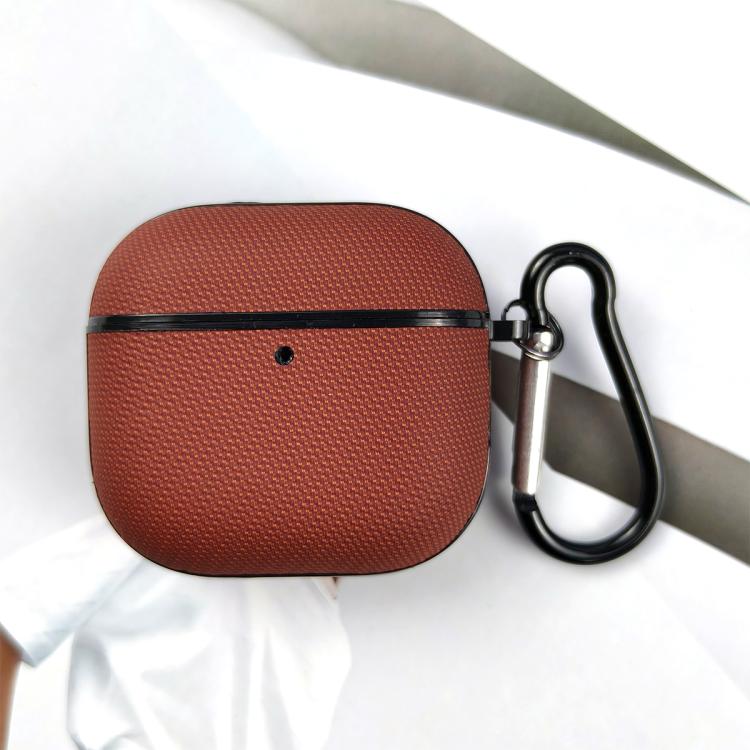 For AirPods 4 Technical Fabric Double Strand Leather Earphone Protective Case(Coffee)