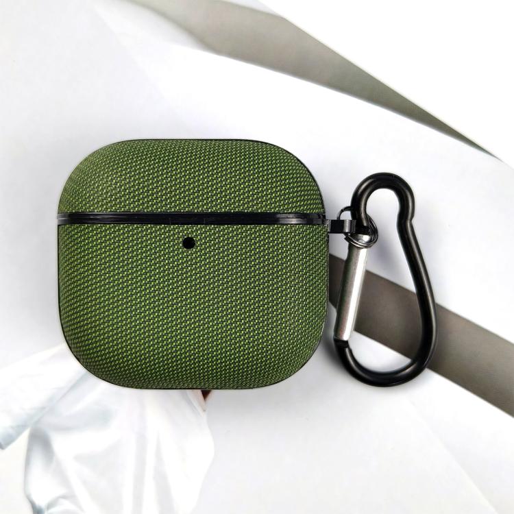 For AirPods 4 Technical Fabric Double Strand Leather Earphone Protective Case(Green)