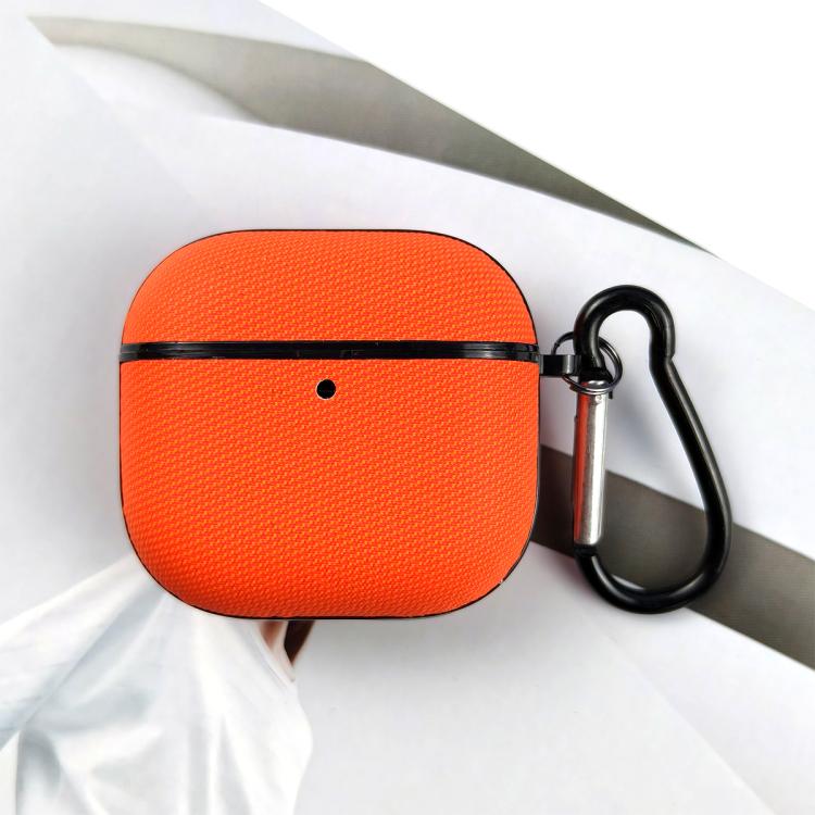 For AirPods 4 Technical Fabric Double Strand Leather Earphone Protective Case(Orange)