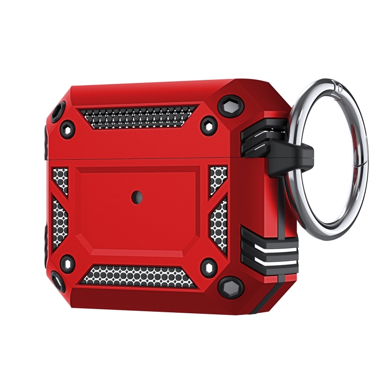 For AirPods 4 TPU Hybrid PC Shockproof Earphones Case with Hook(Red)