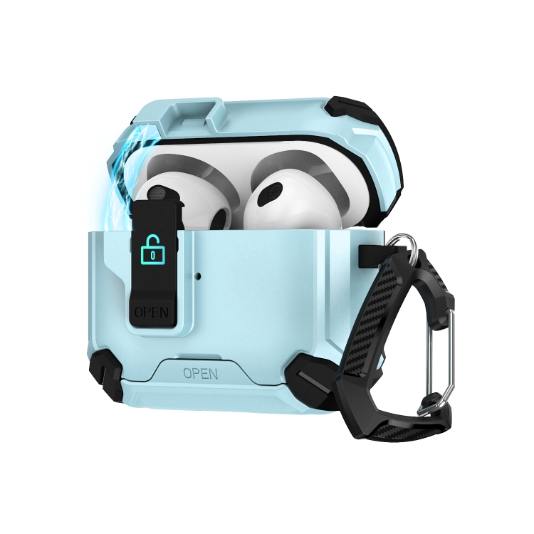 For AirPods 4 Two Color MagSafe Magnetic Holder Earphone Case(Black Light Blue)