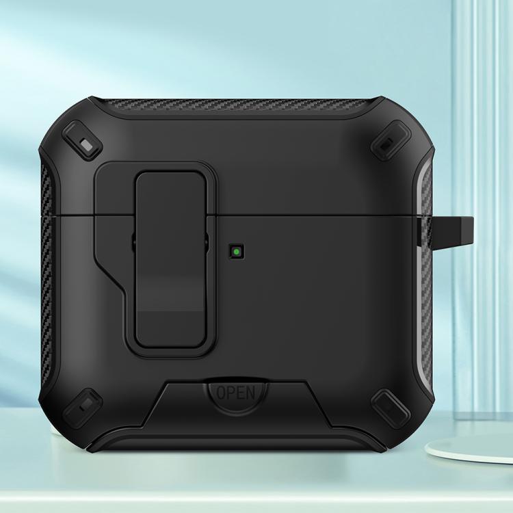 For AirPods 4 Wireless Bluetooth Earphones MagSafe Holder Protective Case(Black)