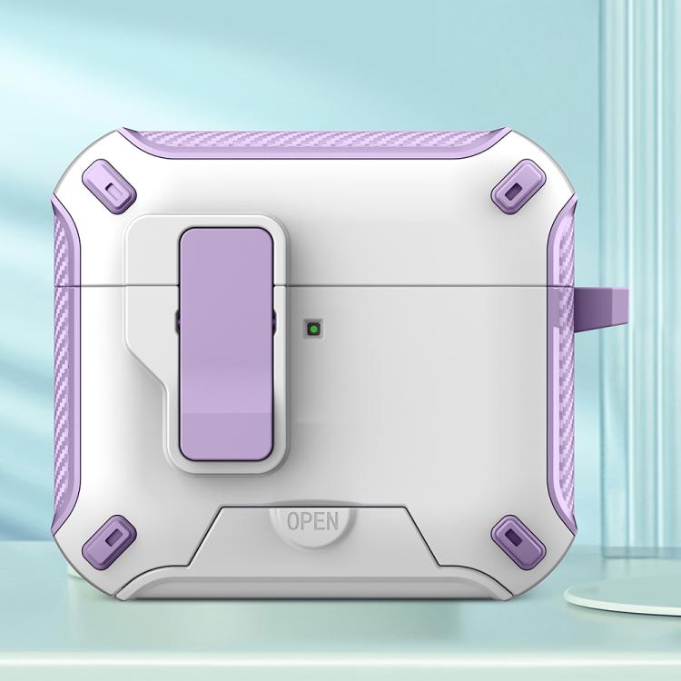 For AirPods 4 Wireless Bluetooth Earphones MagSafe Holder Protective Case(White Purple)
