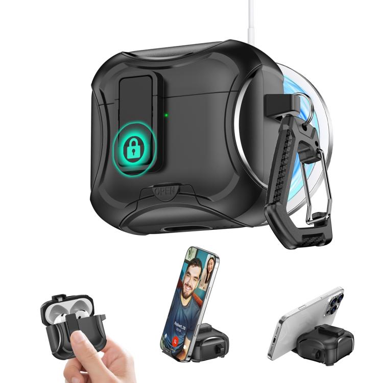 For AirPods 4 Wireless Bluetooth Earphones PC Hybrid TPU Protective Case(Black)