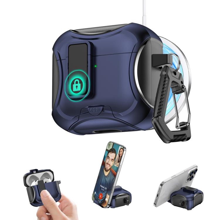 For AirPods 4 Wireless Bluetooth Earphones PC Hybrid TPU Protective Case(Dark Blue)