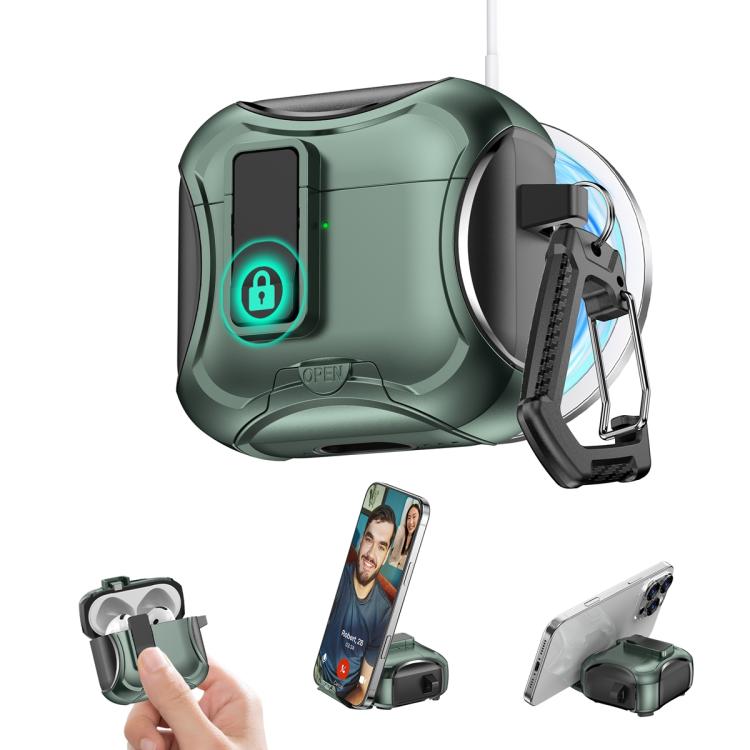 For AirPods 4 Wireless Bluetooth Earphones PC Hybrid TPU Protective Case(Green)