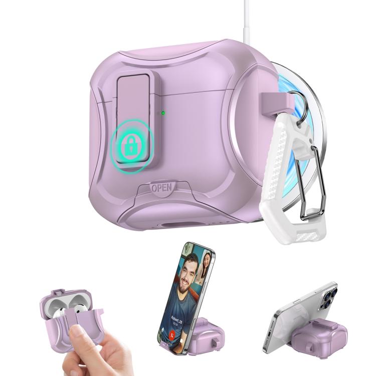 For AirPods 4 Wireless Bluetooth Earphones PC Hybrid TPU Protective Case(Purple)