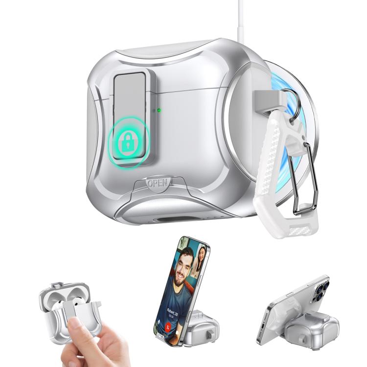 For AirPods 4 Wireless Bluetooth Earphones PC Hybrid TPU Protective Case(Silver)