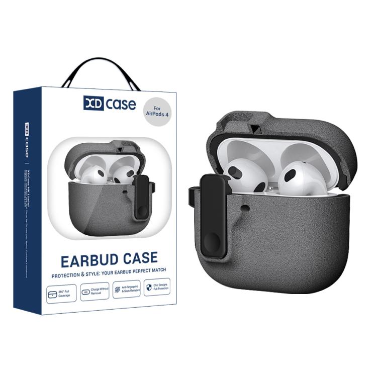 For AirPods 4 XDcase Armor Full-body Earphone Case with Hook & Security Lock(Grey)