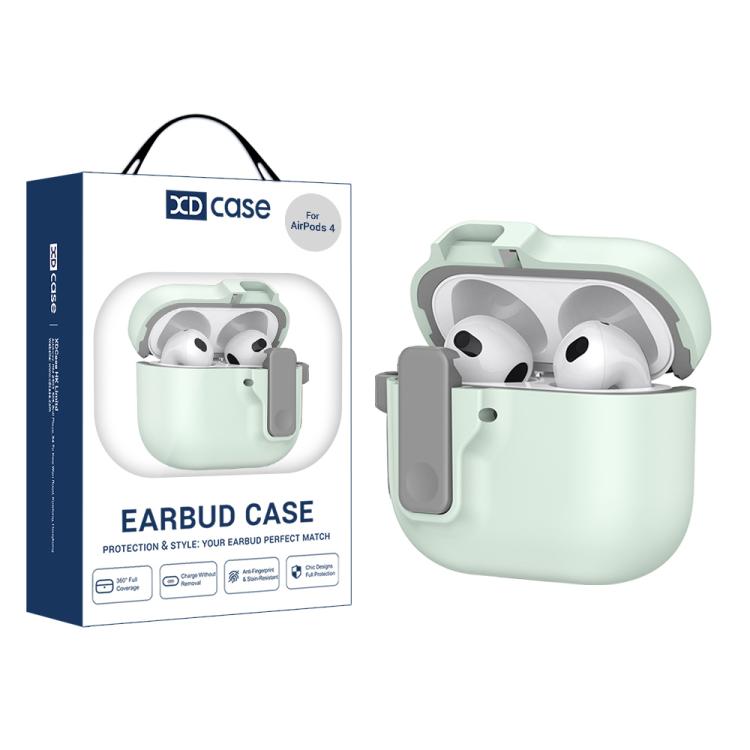 For AirPods 4 XDcase Armor Full-body Earphone Case with Hook & Security Lock(Mint Green)