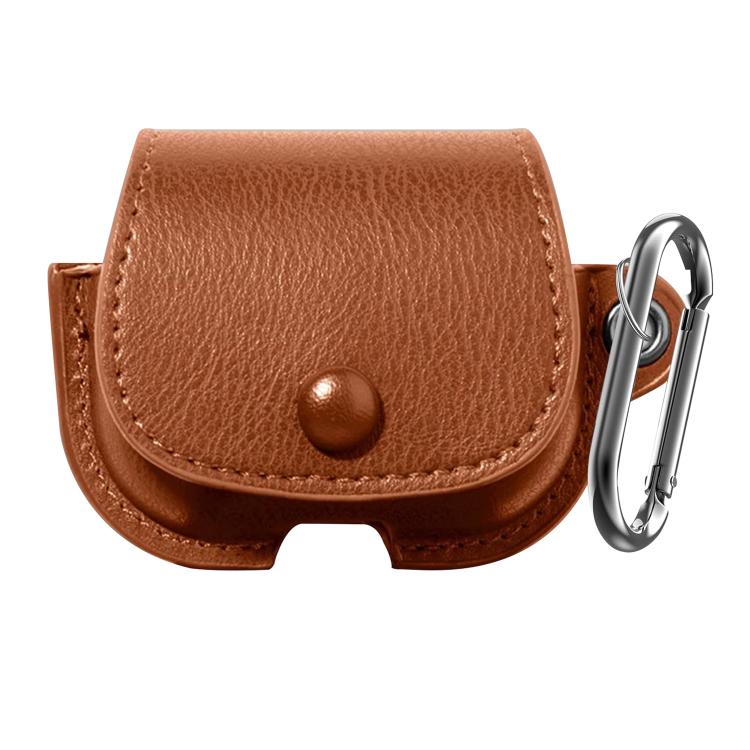 For AirPods 4 XDcase Backpack Style PU Leather Earphone Protective Case with Carabiner(Brown)