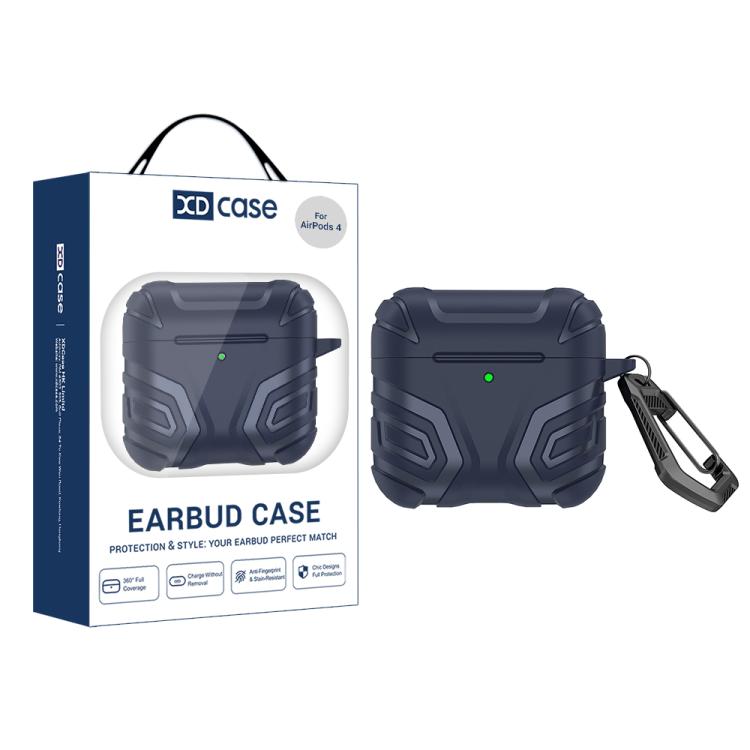 For AirPods 4 XDcase Dark Pattern TPU Earphone Cover with Carabiner(Dark Blue)