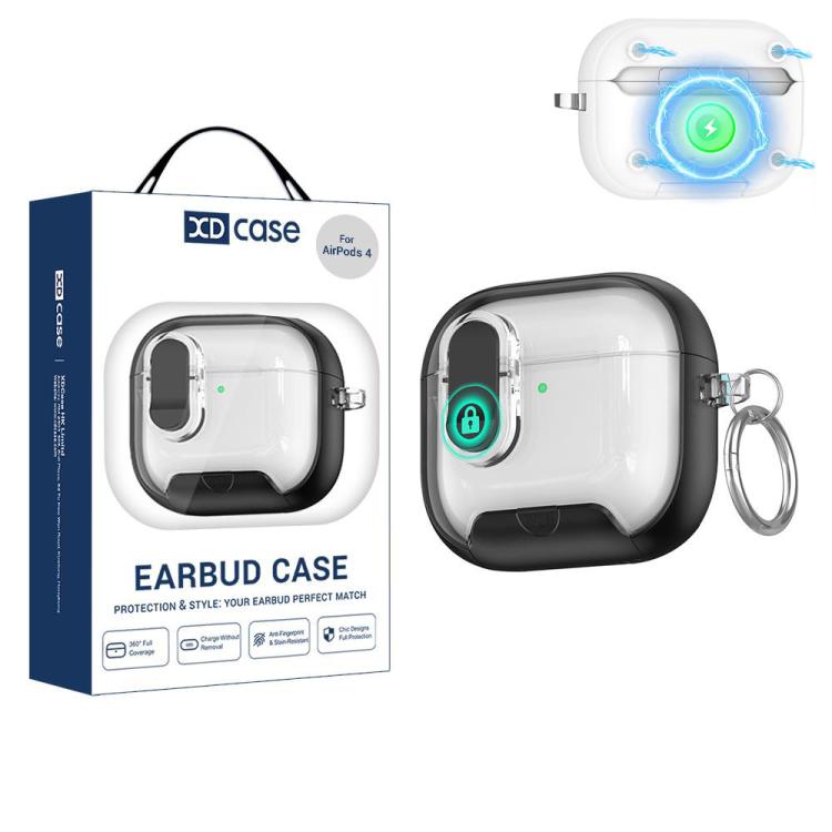 For AirPods 4 XDcase Starlink Series Magnetic Earphone Case with Holder & Security Lock(Black)