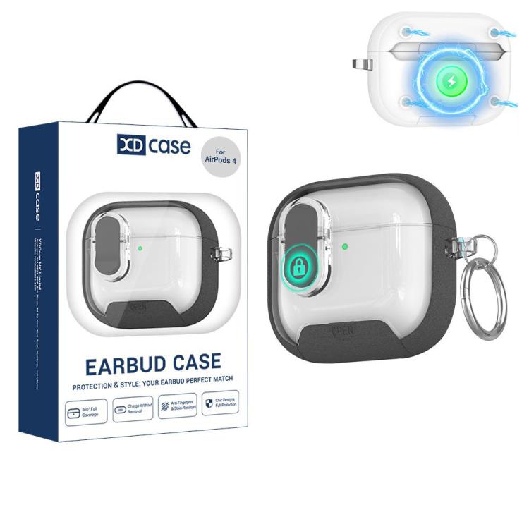 For AirPods 4 XDcase Starlink Series Magnetic Earphone Case with Holder & Security Lock(Grey)