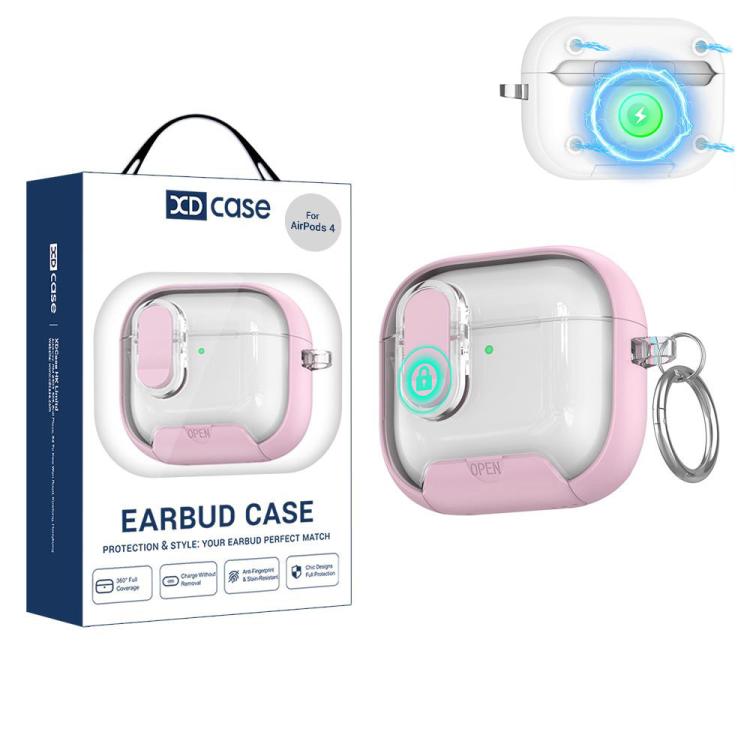 For AirPods 4 XDcase Starlink Series Magnetic Earphone Case with Holder & Security Lock(Pink)