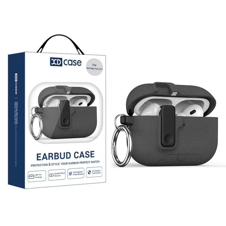 For AirPods Pro 2 / 1 XDcase Armor Full-body Earphone Case with Hook & Security Lock & Holder(Grey)