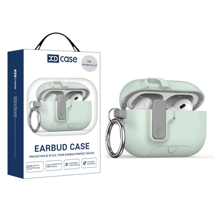 For AirPods Pro 2 / 1 XDcase Armor Full-body Earphone Case with Hook & Security Lock & Holder(Mint Green)
