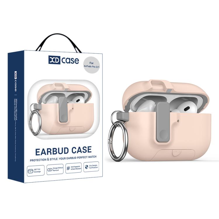 For AirPods Pro 2 / 1 XDcase Armor Full-body Earphone Case with Hook & Security Lock & Holder(Pink)
