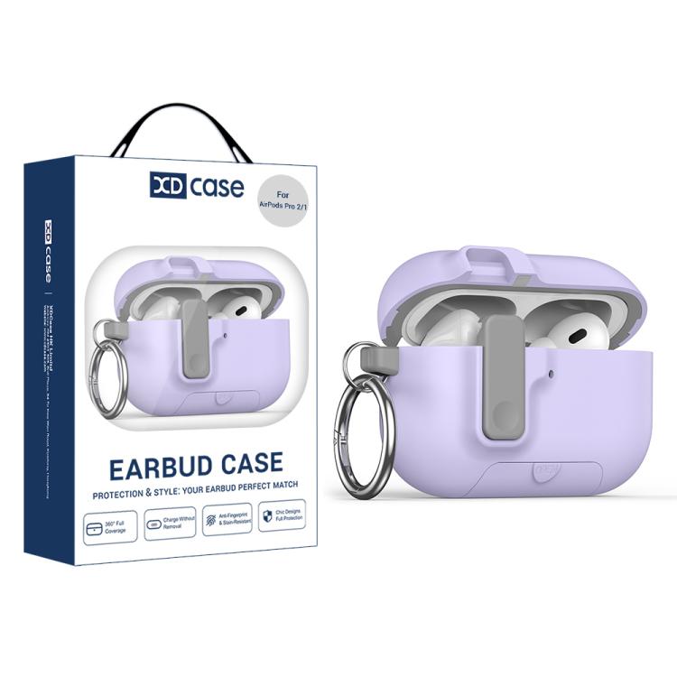 For AirPods Pro 2 / 1 XDcase Armor Full-body Earphone Case with Hook & Security Lock & Holder(Purple)