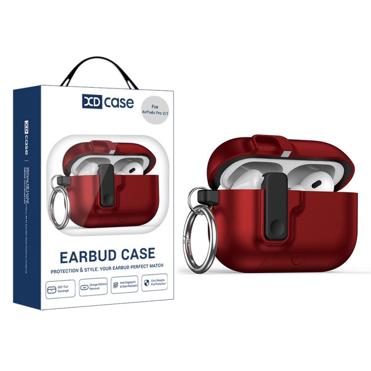 For AirPods Pro 2 / 1 XDcase Armor Full-body Earphone Case with Hook & Security Lock & Holder(Red)