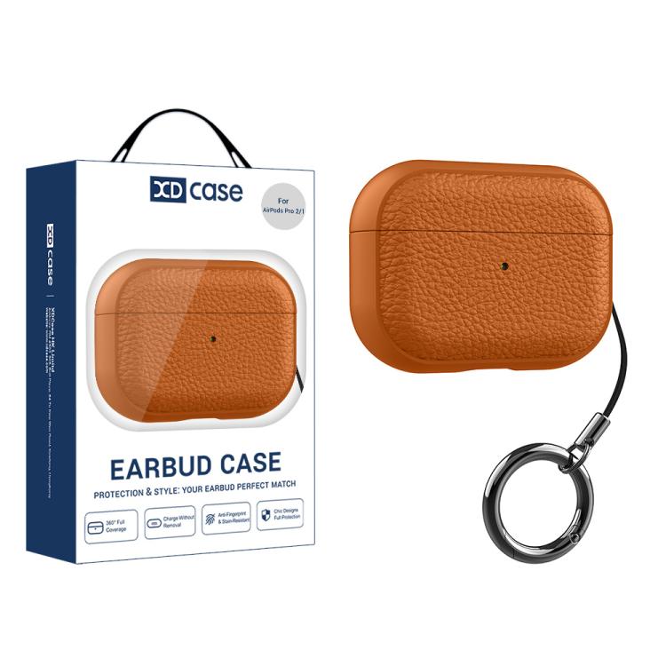 For AirPods Pro 2 / 1 XDcase Lychee Texture TPU Earbuds Case with Buckle(Orange)
