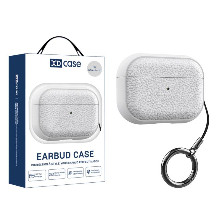 For AirPods Pro 2 / 1 XDcase Lychee Texture TPU Earbuds Case with Buckle(White)