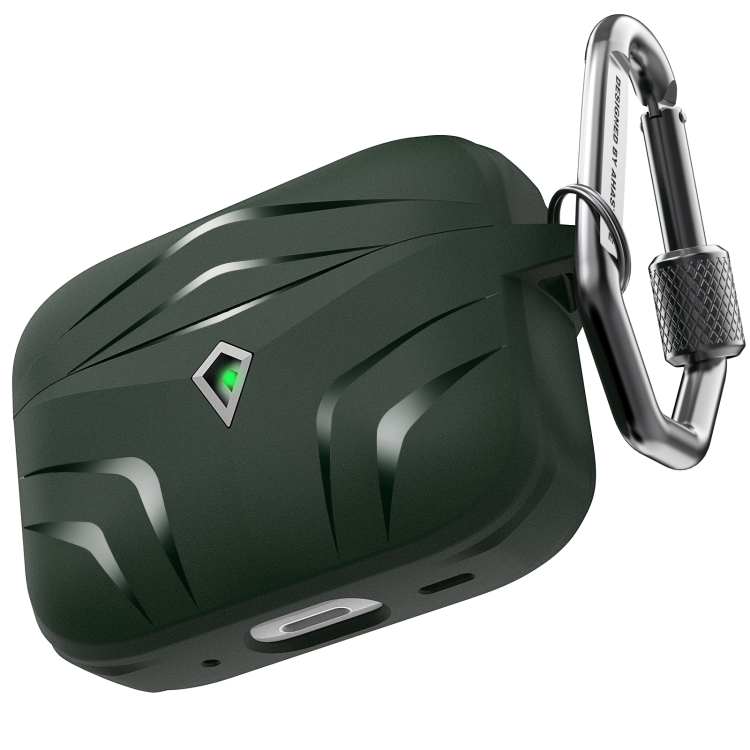 For Airpods Pro 2 AhaStyle PT140 Diamond Edge TPU Split Drop Protection Case, Color: Green