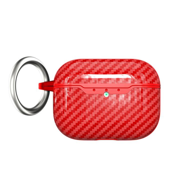 For AirPods Pro 2 Carbon Fiber TPU Earphone Protective Cover(Red)