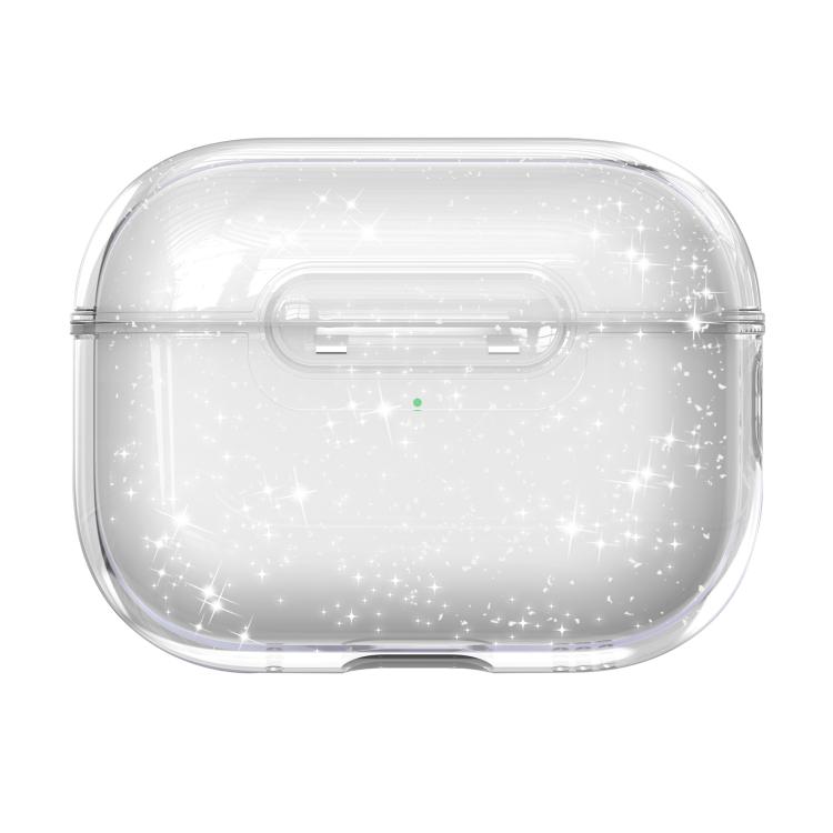 For AirPods Pro 2 Clear Lock Wireless Earphone Shockproof Protective Case(Glitter Transparent)