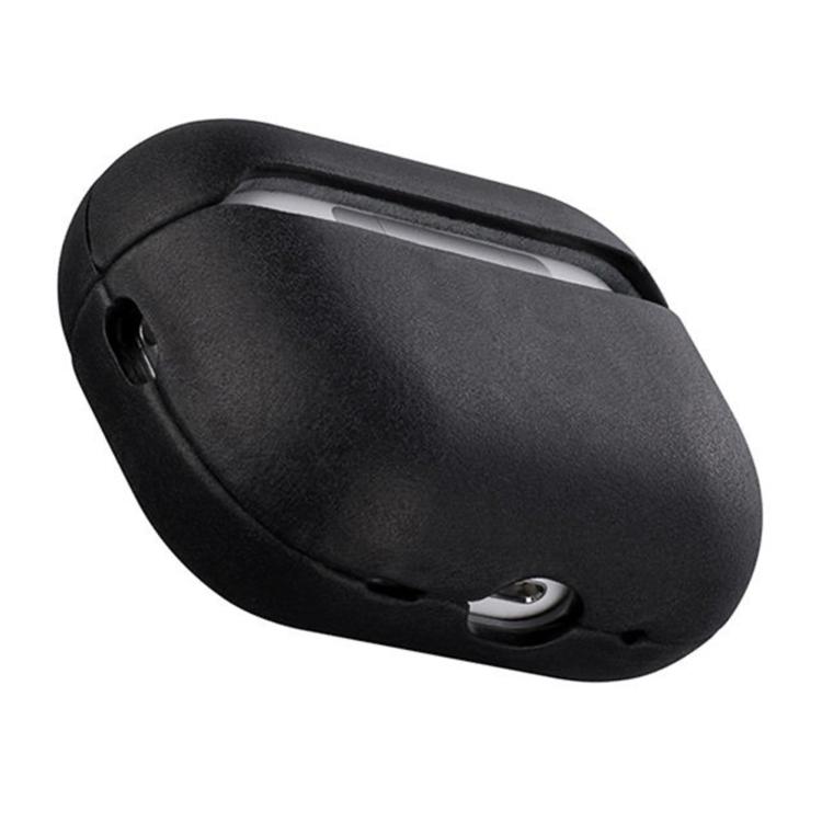 For AirPods Pro 2 Crazy Horse Genuine Leather Earbuds Protective Case(Black)