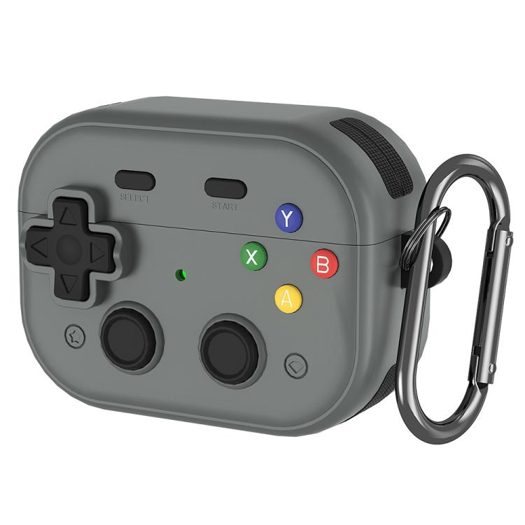 For AirPods Pro 2 Earbuds Cover Retro Game Console Protective Case with Lock Design(Gray)