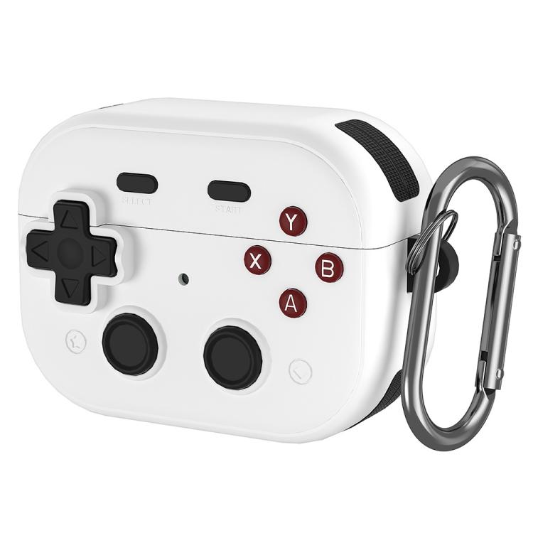 For AirPods Pro 2 Earbuds Cover Retro Game Console Protective Case with Lock Design(White)