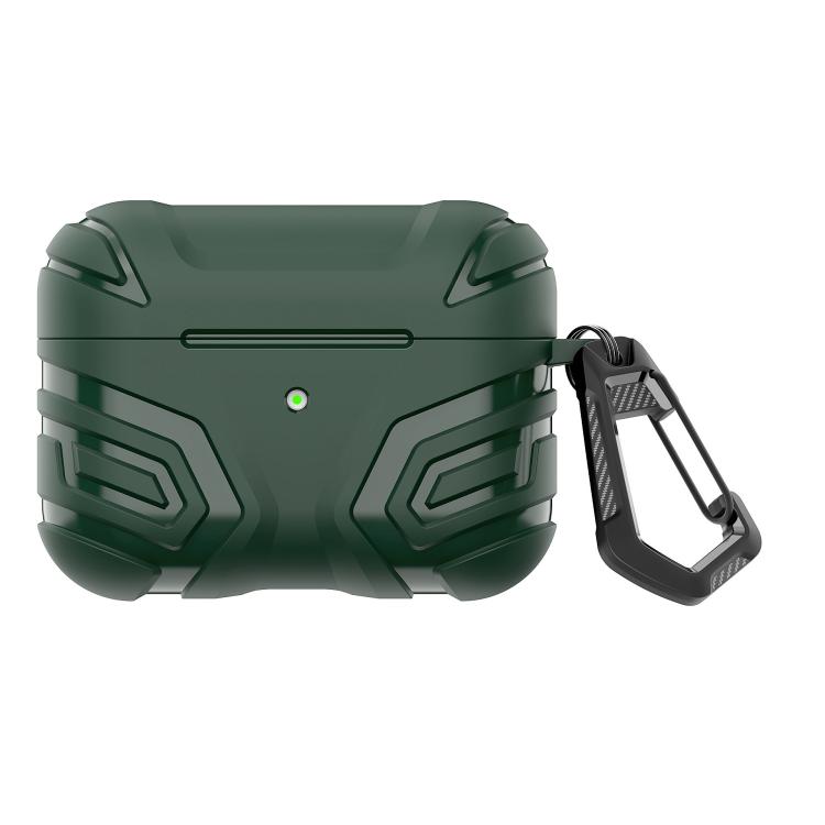 For AirPods Pro 2 Earbuds TPU Cover Case Vanguard Armor Storage Box(Ink Green)