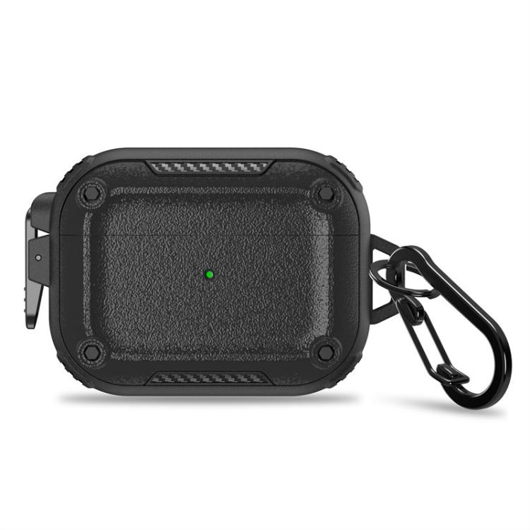 For AirPods Pro 2 Explorer Buckle Frosted Earphone Protective Cover with Carabiner(Black)