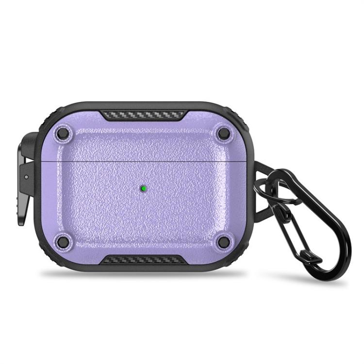 For AirPods Pro 2 Explorer Buckle Frosted Earphone Protective Cover with Carabiner(Purple)