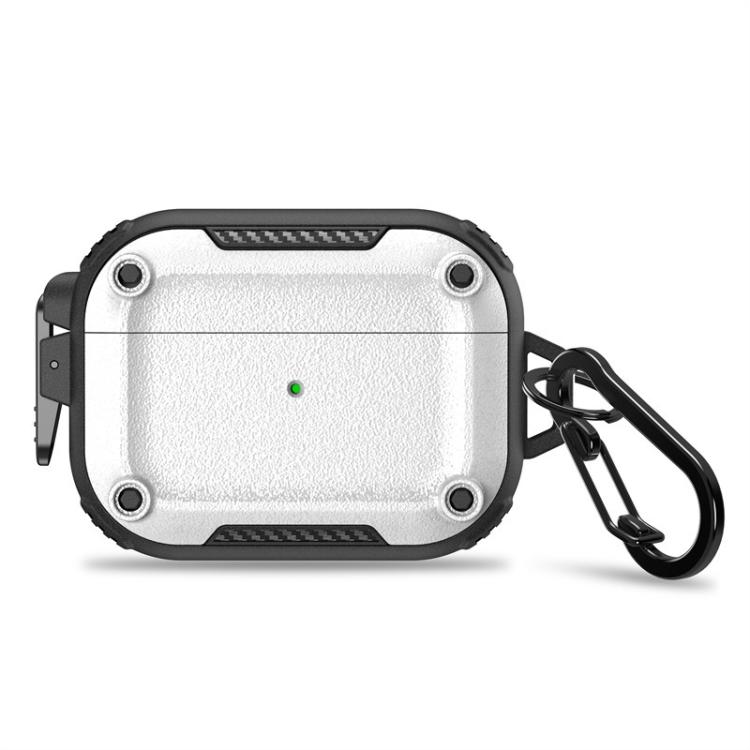 For AirPods Pro 2 Explorer Buckle Frosted Earphone Protective Cover with Carabiner(White)