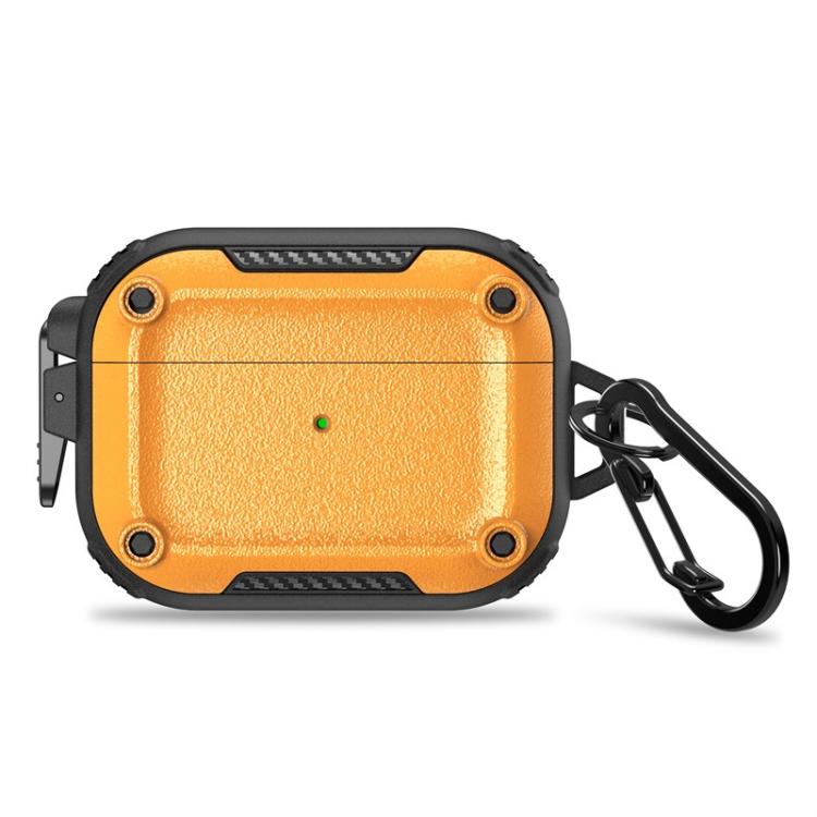 For AirPods Pro 2 Explorer Buckle Frosted Earphone Protective Cover with Carabiner(Yellow)