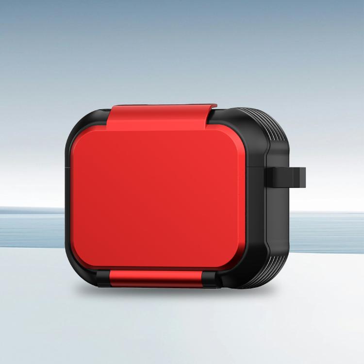 For AirPods Pro 2 Foldable Stand Shockproof Earphone Protective Case with Mirror(Red)