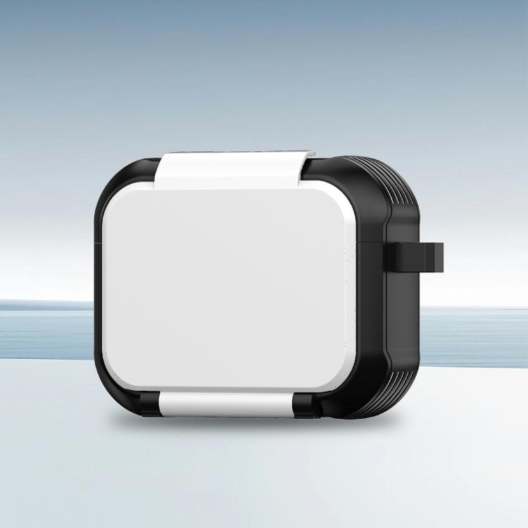 For AirPods Pro 2 Foldable Stand Shockproof Earphone Protective Case with Mirror(White)