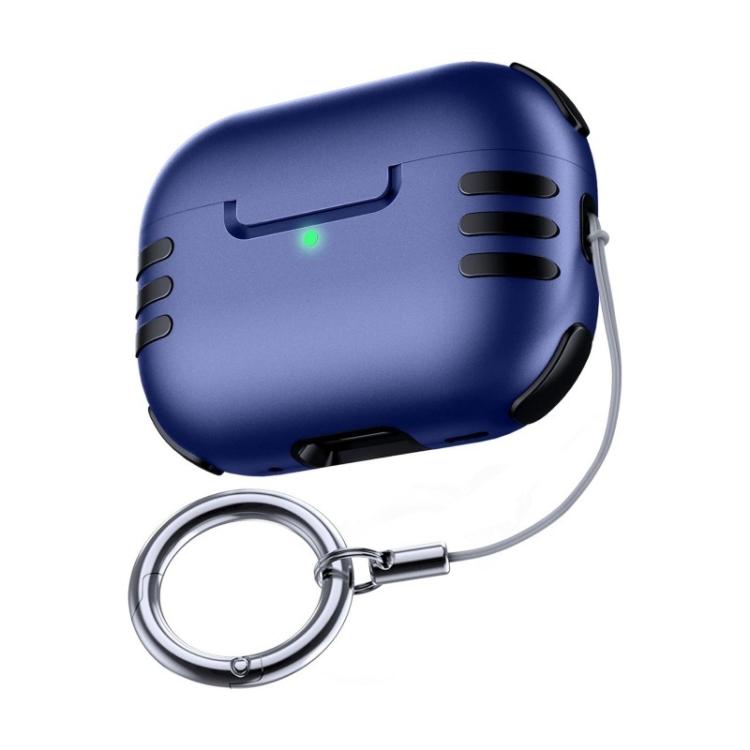 For AirPods Pro 2 Full Coverage Airbag Shockproof Protective Cover with Lanyard Ring(Blue)