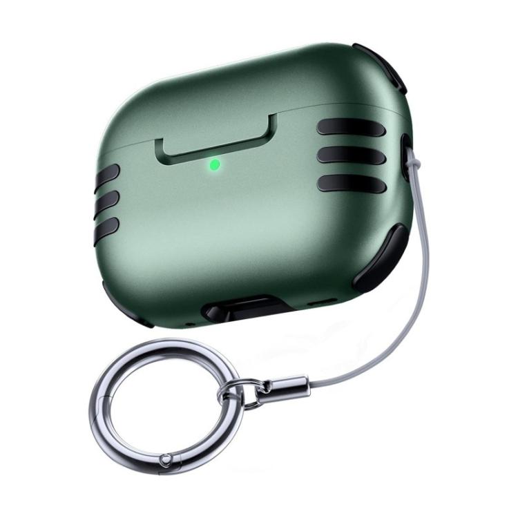 For AirPods Pro 2 Full Coverage Airbag Shockproof Protective Cover with Lanyard Ring(Green)