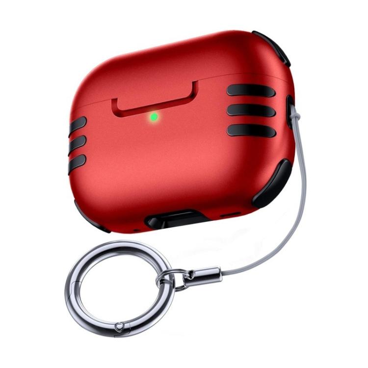 For AirPods Pro 2 Full Coverage Airbag Shockproof Protective Cover with Lanyard Ring(Red)