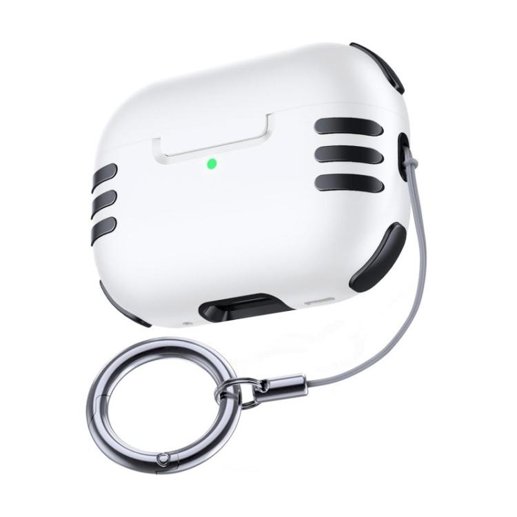 For AirPods Pro 2 Full Coverage Airbag Shockproof Protective Cover with Lanyard Ring(White)