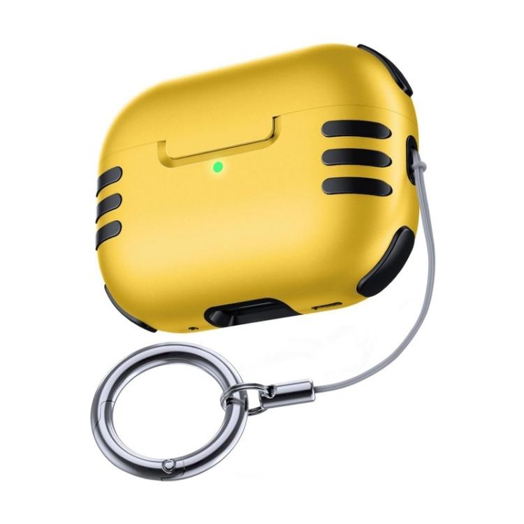 For AirPods Pro 2 Full Coverage Airbag Shockproof Protective Cover with Lanyard Ring(Yellow)