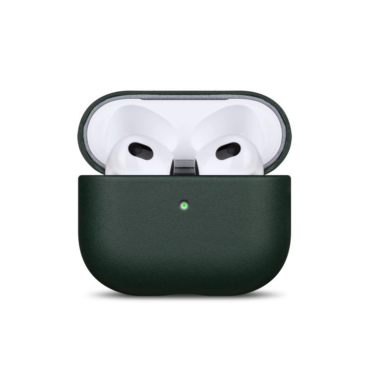 For AirPods Pro 2 Full-grain Genuine Leather Earbuds Protective Case(Fir Green)