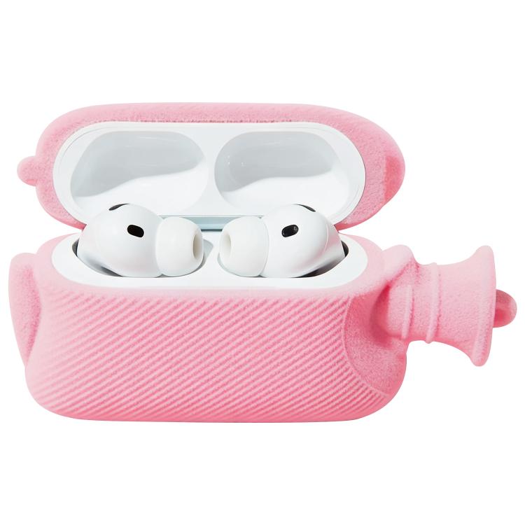 For AirPods Pro 2 Hand Warmer Plush Earphone Protective Case with Keychain(Pink)