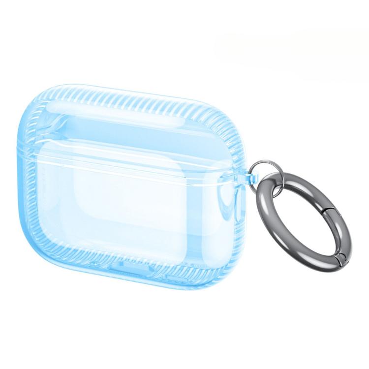 For Airpods Pro 2 Integrated Air-Cushioned Shockproof Full-Coverage Earphone Case(Translucent Blue)