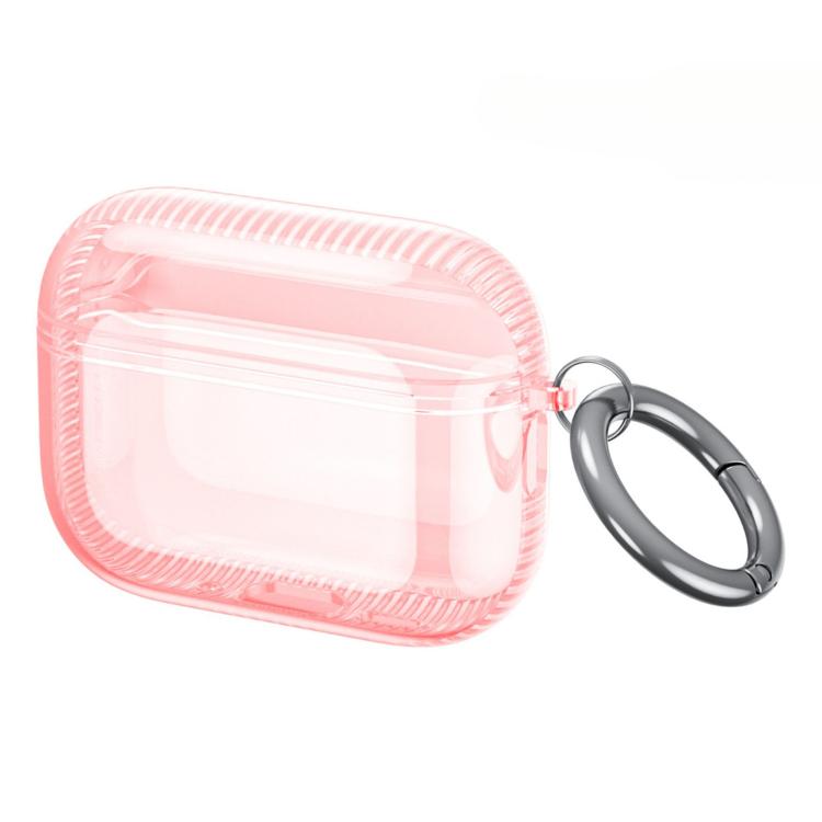 For Airpods Pro 2 Integrated Air-Cushioned Shockproof Full-Coverage Earphone Case(Translucent Pink)