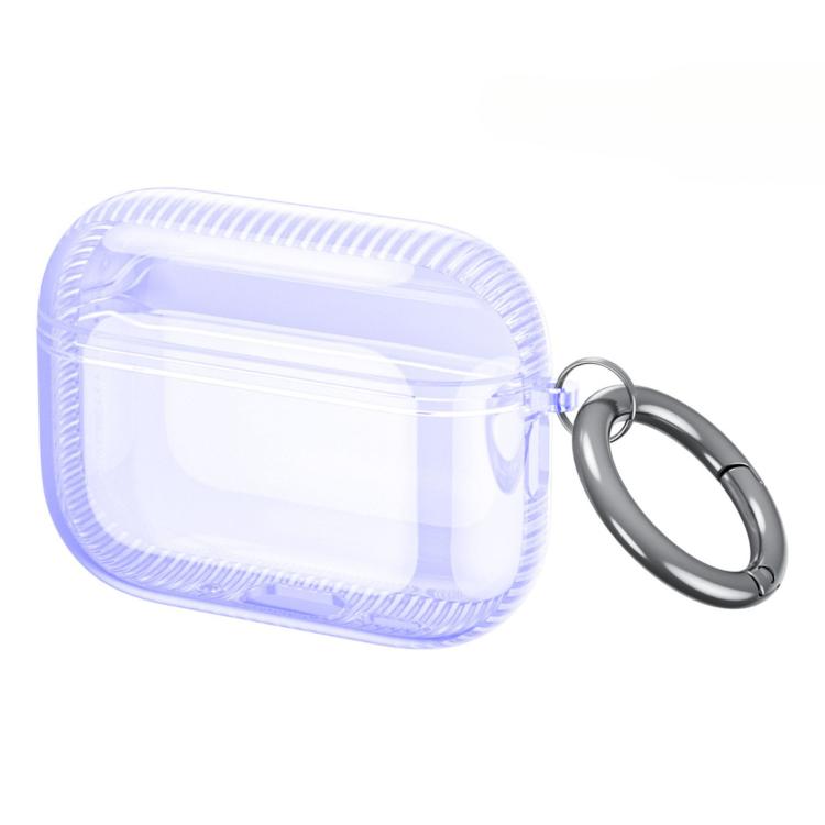For Airpods Pro 2 Integrated Air-Cushioned Shockproof Full-Coverage Earphone Case(Translucent Purple)